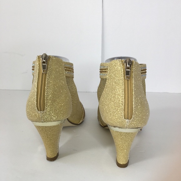 Pierre Dumas Gold Mesh heels with rhinestones - Picture 4 of 10